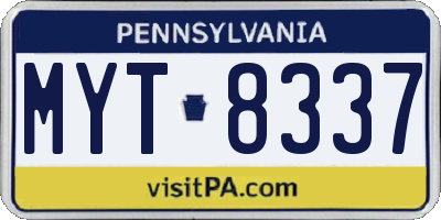PA license plate MYT8337