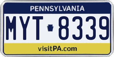 PA license plate MYT8339