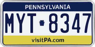 PA license plate MYT8347