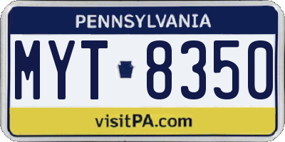 PA license plate MYT8350