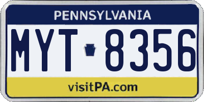 PA license plate MYT8356