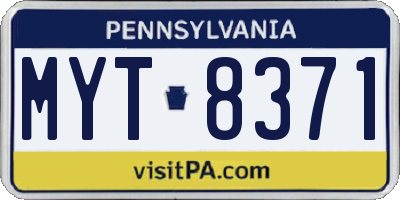 PA license plate MYT8371