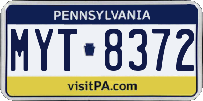 PA license plate MYT8372