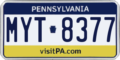 PA license plate MYT8377