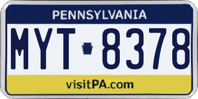 PA license plate MYT8378
