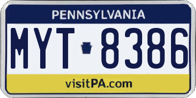 PA license plate MYT8386
