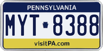 PA license plate MYT8388