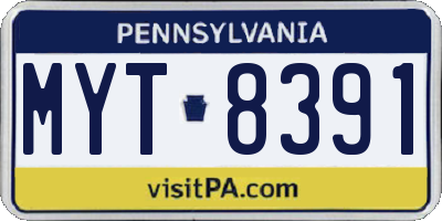 PA license plate MYT8391