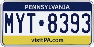 PA license plate MYT8393