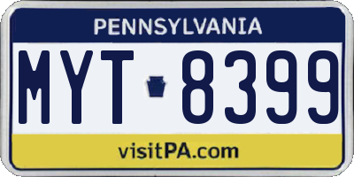 PA license plate MYT8399