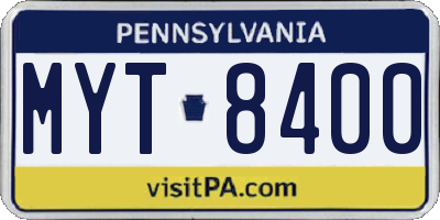 PA license plate MYT8400