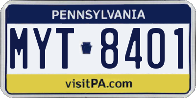 PA license plate MYT8401