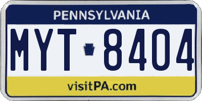 PA license plate MYT8404