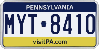 PA license plate MYT8410