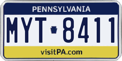 PA license plate MYT8411