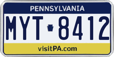 PA license plate MYT8412
