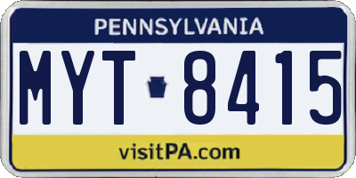 PA license plate MYT8415