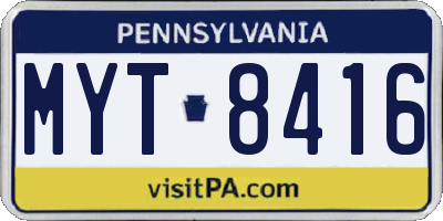 PA license plate MYT8416