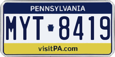 PA license plate MYT8419