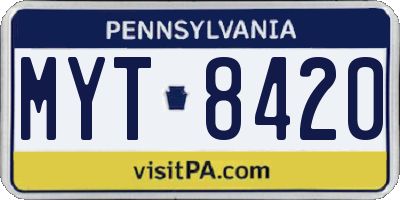 PA license plate MYT8420