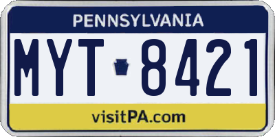 PA license plate MYT8421