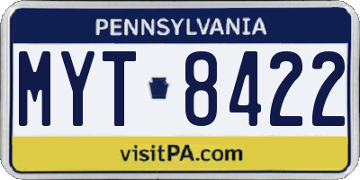 PA license plate MYT8422
