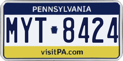 PA license plate MYT8424