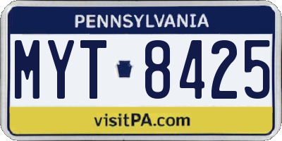 PA license plate MYT8425