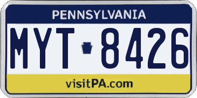 PA license plate MYT8426