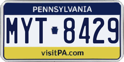 PA license plate MYT8429