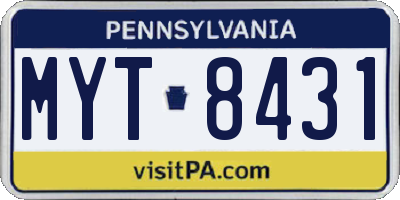 PA license plate MYT8431