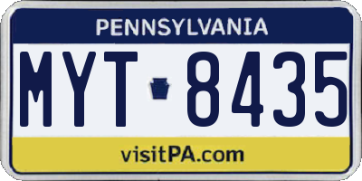 PA license plate MYT8435