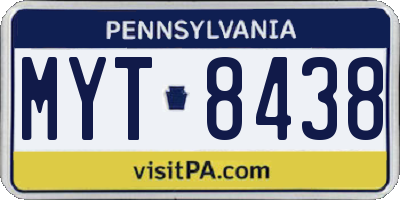 PA license plate MYT8438
