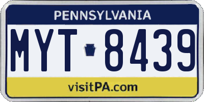 PA license plate MYT8439