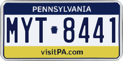 PA license plate MYT8441