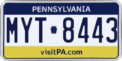 PA license plate MYT8443