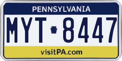 PA license plate MYT8447