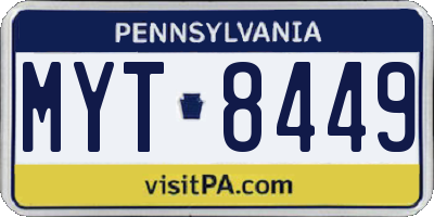 PA license plate MYT8449