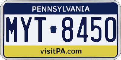 PA license plate MYT8450