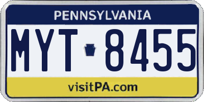 PA license plate MYT8455