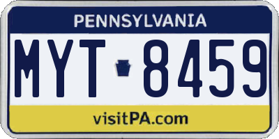 PA license plate MYT8459