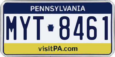 PA license plate MYT8461