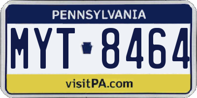 PA license plate MYT8464