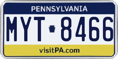 PA license plate MYT8466