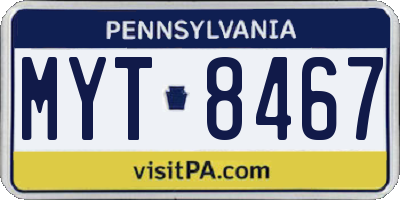 PA license plate MYT8467