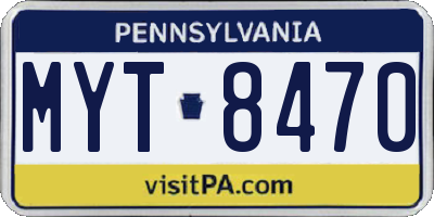 PA license plate MYT8470