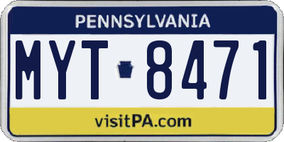 PA license plate MYT8471