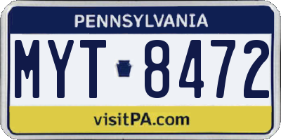 PA license plate MYT8472