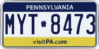 PA license plate MYT8473