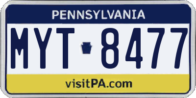 PA license plate MYT8477
